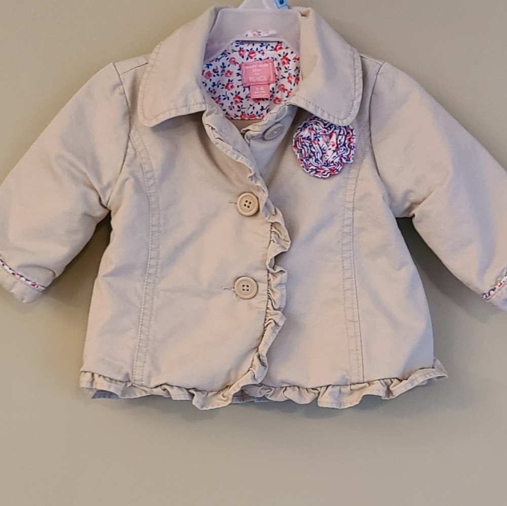Beige lightly lined cotton button up jacket